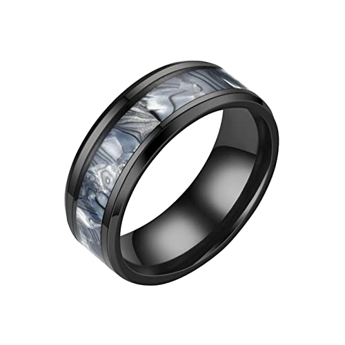 Edelstahl-Angst-Ring für Frauen Männer Größe 6 13 Breite 8 mm 6 Farbe Exquisiter Ring schwarz sandgestrahlt Clip Ohrringe Damen (Blue #1, 10) von Clicitina