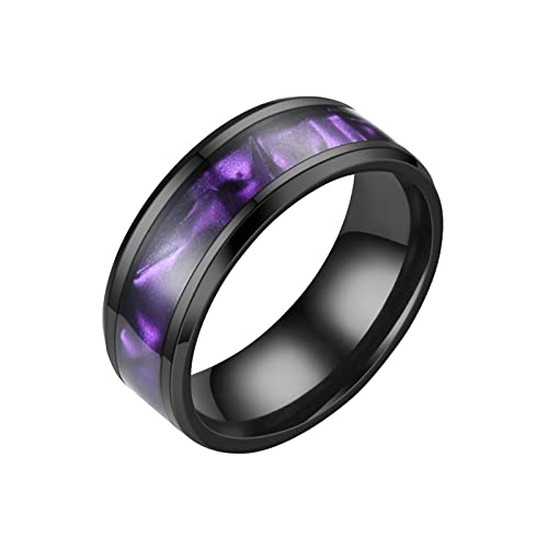 Edelstahl-Angst-Ring für Frauen Männer Größe 6 13 Breite 8 mm 6 Farbe Exquisiter Ring schwarz sandgestrahlt Clip Ohrringe Damen (Purple #1, 12) von Clicitina