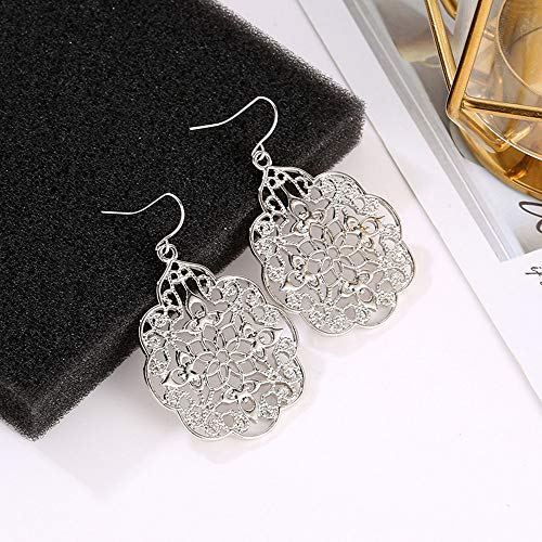 Ethnische Ohrringe Boho Schmuck Tropfen Vintage Ohrringe Emaille Damen Ohrringe Ohrringe Ohrringe Flach Rund (Silver-b, One Size) von Clicitina