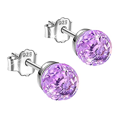 Für Frauen Tag Ohrringe Geschenke Jubiläum Weihnachten Frauen Valentinstag 6 mm Geschenk Geburtstag Kristalle Ohrringe Barockperlen Ohrringe (Purple-1, One Size) von Clicitina