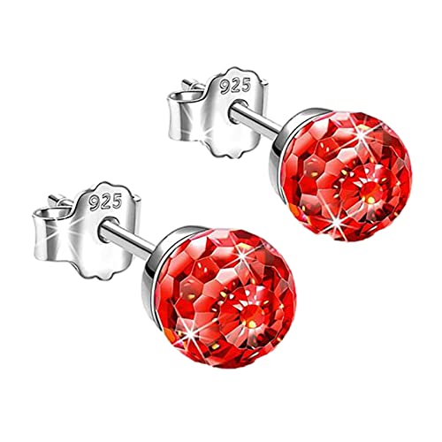 Für Frauen Tag Ohrringe Geschenke Jubiläum Weihnachten Frauen Valentinstag 6 mm Geschenk Geburtstag Kristalle Ohrringe Barockperlen Ohrringe (Red-1, One Size) von Clicitina