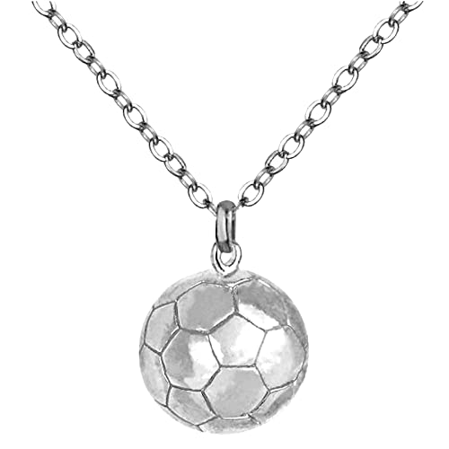 Fußball Halskette Geschenke Mama Halskette Geschenke Fußball Form Anhänger Halskette für Mädchen Papa für Spieler Ideen Senioren Halsketten Edelstahl Kreuz Ketten Für Herren (Silver, One Size) von Clicitina