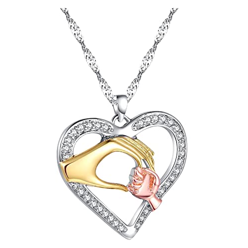 Geschenk Mom Mom Halskette I Geschenk Halskette Herz Give Love Love Shaped Mom Halskette Sie Halsketten & Anhänger Mehrlagige Halskette (c-Silver C, One Size) von Clicitina