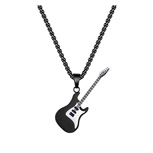 珠宝礼品情侣吉他不锈钢个性吊坠吉他钢项链和吊坠 Ketten Kleid Damen (Black, One Size) von Clicitina