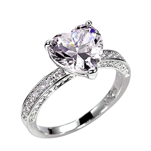 Liebes-Herz-Zirkonia-Ring-Verlobungs-Ehering der Art- und Weisefrauen Silikon Ringe Finger (3-Silver, 8) von Clicitina
