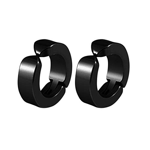 Männer Frauen Stahl Runde Kleine Non Piercing Ohrclip Ohr Manschette Clip Schmuck Ohrringe Für Allergiker (2-Black, One Size) von Clicitina