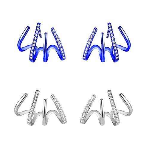 Nadelohrringe für Frauen Ohrstecker Ohrmanschetten Creolen für Frauen Luxus trendige minimalistische zierliche kleine Ohrwickelmanschette Piercing Ohrstecker für Frauen Irj55 (2-Multicolor, One Size) von Clicitina