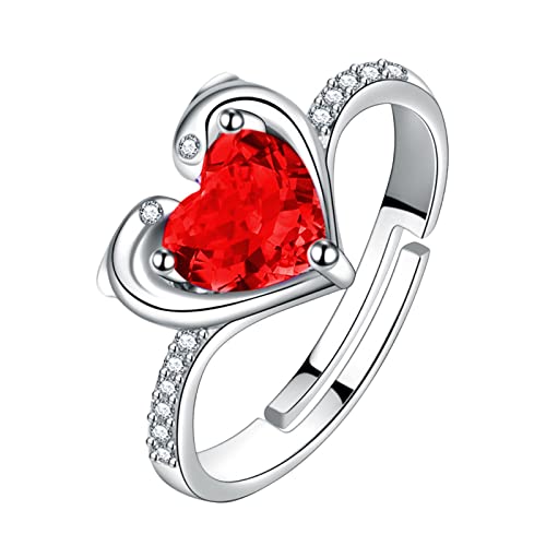 Natürlicher -Versprechensring aus Sterlingsilber, massives Gold, für Frauen, Mädchen, Geburtsstein, Schmuck, Geschenk für ihren Hochzeitstag Der Ringe Wandbild Mit Licht (Red, One Size) von Clicitina