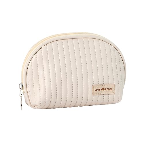 Np76 Mini-Kosmetiktasche für Damen, klein, gesteppt, praktische Reißverschlusstasche, beige, Einheitsgröße von Clicitina