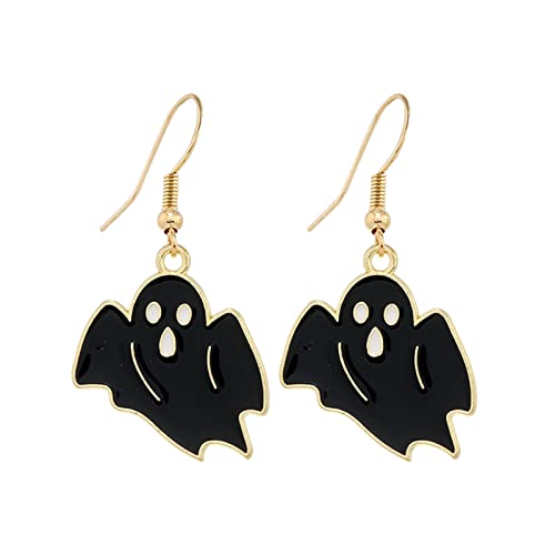 Ohrringe Allergiefrei Damen Halloween-Ohrringe Perlenkürbis-Ohrringe für Frauen, handgefertigt, Perlentropfen, Ohrstecker, Kostüm, Party, Schmuck, Geschenke (Black, One Size) von Clicitina