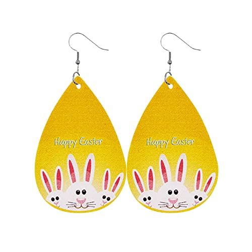 Ohrringe Platte Rund Kaninchen Mädchen süße Ohrringe Ohrringe Ostern doppelseitige Schmuck Ohrringe (E, One Size) von Clicitina