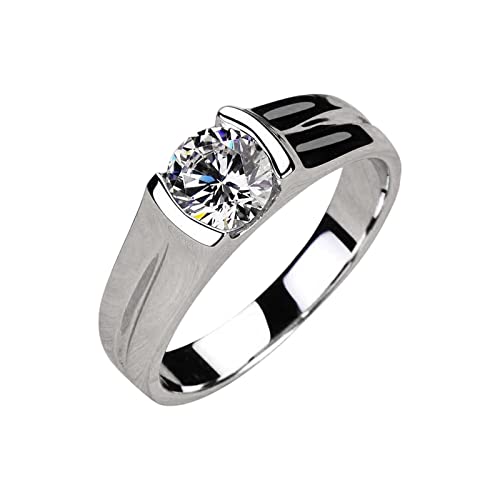 Ringe Rundschliff Moissanite platinierter Sterlingsilber-Verlobungs-Ehering für Frauen Versprechen Ring für ihren Muttertag SY236 (b-A, One Size) von Clicitina