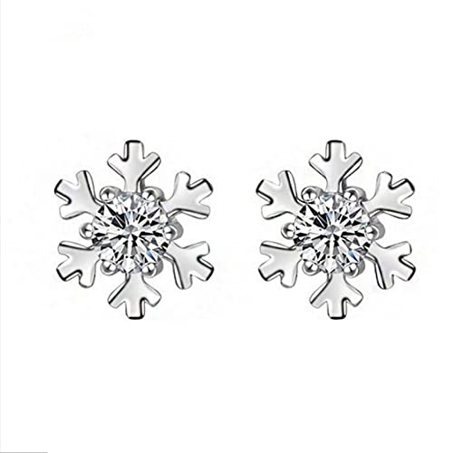 Schneeflocke Ohrringe Ohrstecker Temperament Charakter Ohrringe Einfache Ohrringe für Frauen und Mädchen Echt Silber Ohrringe Damen (Silver, One Size) von Clicitina