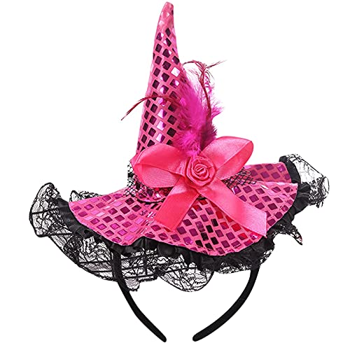 Spitze Pailletten Show Stirnband Stirnband Halloween Hut Hexentanz Maskerade Stirnband SWw781 (Hot Pink, One Size) von Clicitina