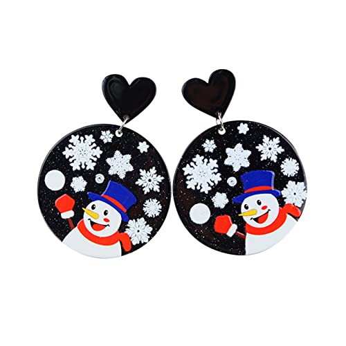 Weihnachtsmann-Dekoration gedruckte Kreis-runde Ohrringe niedliche baumelnde Acryl-Creolen für Frauen GK635 (C-A, One Size) von Clicitina