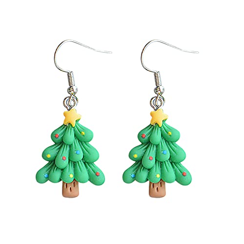 Weihnachtsohrringe Weihnachtsbaum Harz Weihnachten Ohrringe eklektischer Schmuck für Frauen, grün, Einheitsgröße von Clicitina