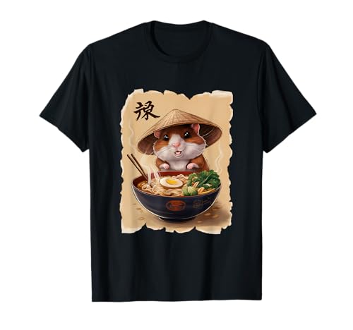 Hamster Männer Frauen Kawaii Essen Ramen Japanischer Hamster T-Shirt von Click For Aesthetic Anime Japanese Noodles Designs