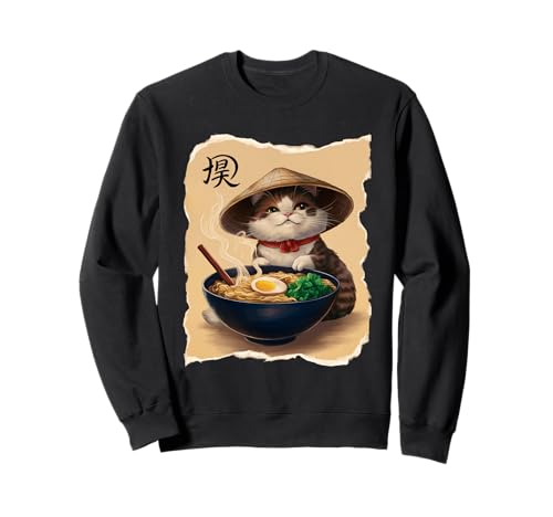 Katze Männer Frau Kawaii Essen Ramen Japanische Katze Sweatshirt Katze Männer Frau Kawaii Essen Ramen Japanische Katze Sweatshirt von Click For Aesthetic Anime Japanese Noodles Designs