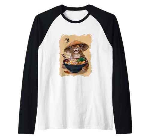 Leopard Herren Frau Kawaii Essen Ramen Japanischer Leopard Raglan Leopard Herren Frau Kawaii Essen Ramen Japanischer Leopard Raglan von Click For Aesthetic Anime Japanese Noodles Designs