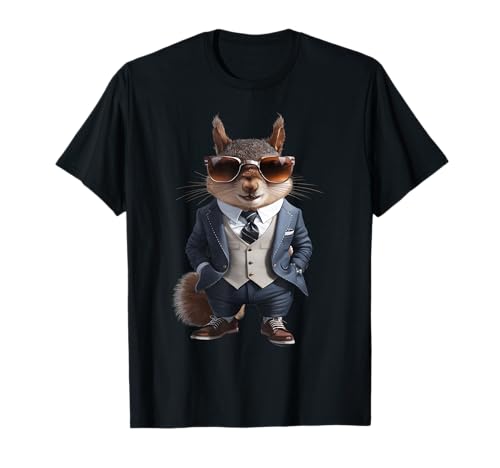 Eichhörnchen Herren Frau Eichhörnchen im Anzug Eichhörnchen T-Shirt von Click For Cool Animal In Suit Designs