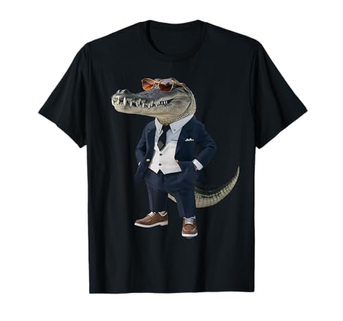 Krokodil Herren Damen Krokodil im Anzug Krokodil T-Shirt Krokodil Herren Damen Krokodil im Anzug Krokodil T-Shirt von Click For Cool Animal In Suit Designs