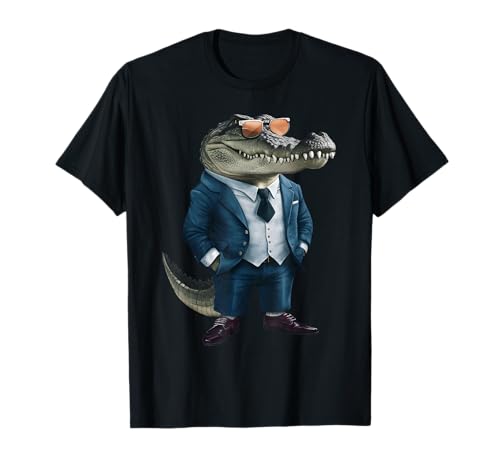 Krokodil Herren Damen Krokodil im Anzug Krokodil T-Shirt Krokodil Herren Damen Krokodil im Anzug Krokodil T-Shirt von Click For Cool Animal In Suit Designs