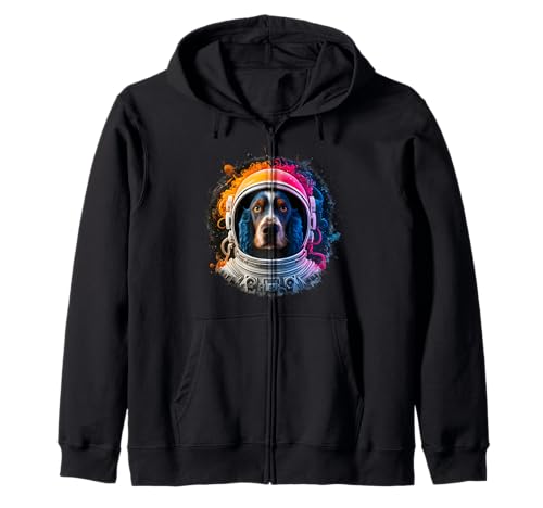 Herren Damen Bunt Space Astronaut Cocker Spaniel Kapuzenjacke Herren Damen Bunt Space Astronaut Cocker Spaniel Kapuzenjacke von Click For Cool Space Dog Astronaut Designs