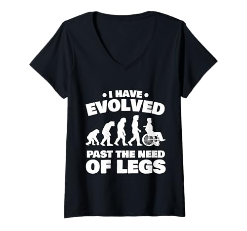 Damen I Have Evolved Past The Need of Legs Lustiger Rollstuhl T-Shirt mit V-Ausschnitt Damen I Have Evolved Past The Need of Legs Lustiger Rollstuhl T-Shirt mit V-Ausschnitt von Click My Funny Witty Disabled Designs