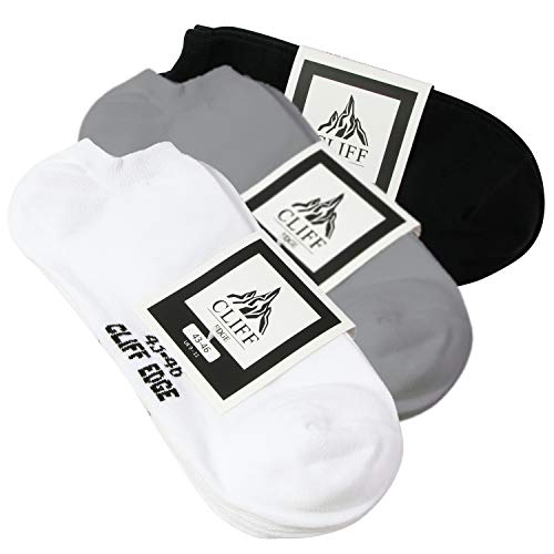 Cliff Edge ® Sneaker-Socken Herren und Damen mit Komfortbund ohne Einschneiden (43/46, 3x Schwarz + 3x Weiß + 3x Grau) von Cliff Edge