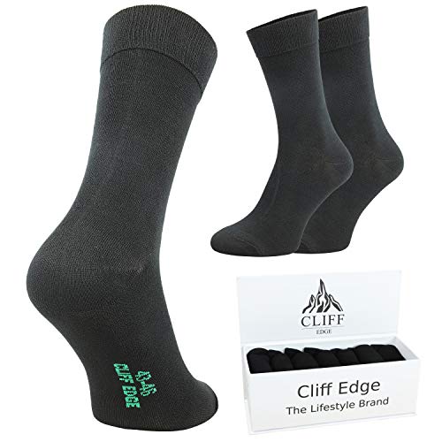 Cliff Edge 14 Paar seidig weiche Socken atmungsaktiv mit Premium Geschenkbox Business Herrensocken und Damen (14x 43-46 schwarz) von Cliff Edge