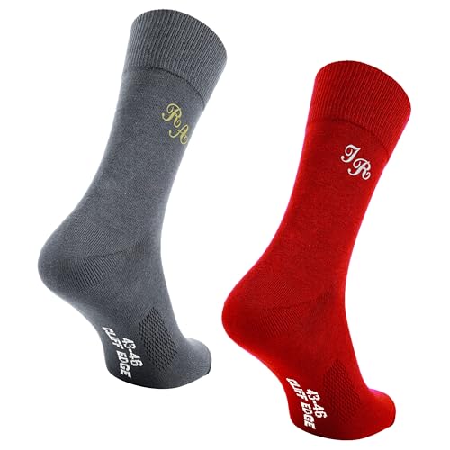 Cliff Edge 1-10 Paar Socken bestickt mit Initialen Monogramm Nummer Zahl (DE/NL/SE/PL, Numerisch, 35, 50, Regular, Regular, Wunschfarbe, Initialen, Business-Socken) von Cliff Edge