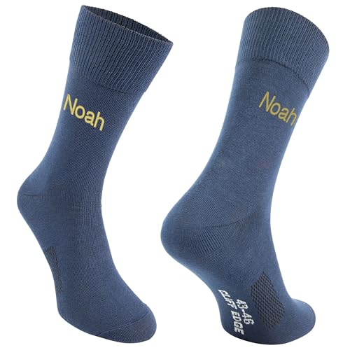 Cliff Edge Business-Socken mit Name bestickt - personalisierter Stick mit Initialen am Strumpf-Schaft (35-38, Navy-Blau) von Cliff Edge