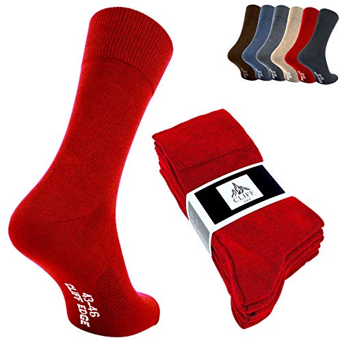 Cliff Edge Premium Business-Socken aus gekämmter Baumwolle zum Arbeiten für Herren und Damen (47-50, 5x Rot) von Cliff Edge