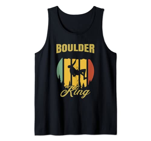 Herren Boulder King Retro Kletterfelsen Bouldering Bergsteigen Tank Top von Climbing Gift Bouldering Climber Rock Climbing