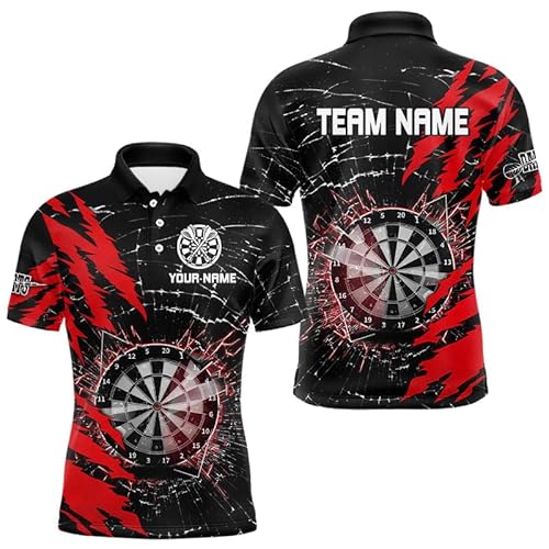 Individuelle Schwarz-Rote Dart-Team-Shirts für Herren & Damen - Break Glass Dart-Trikots Leistungsdart-Trikot T3215 von Climcat
