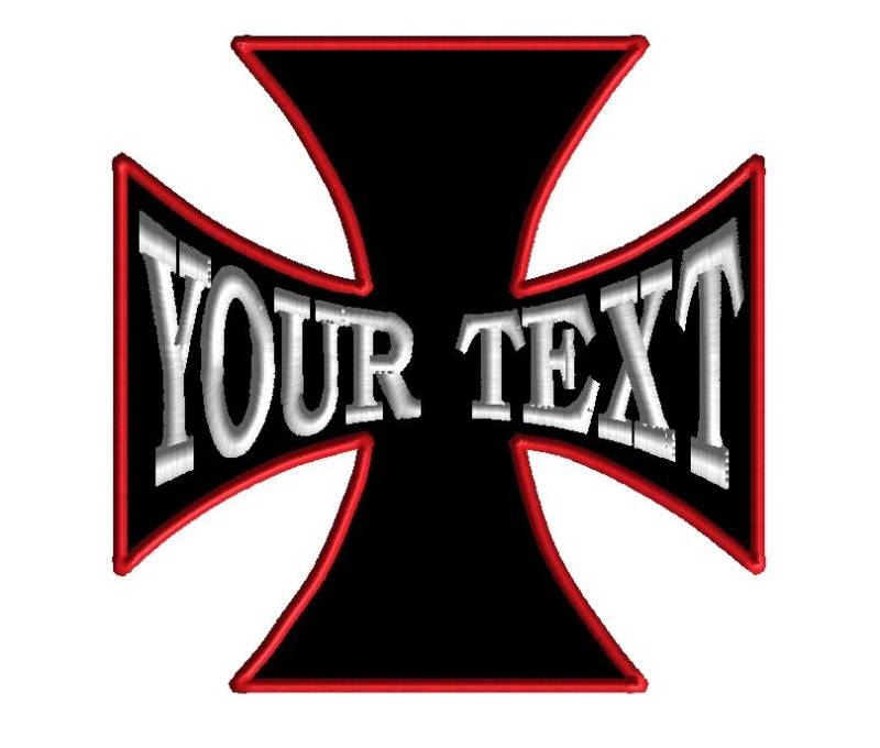 Individuell Gesticktes Malteserkreuz Aufnäher Personalisiertes Bikerwesten-Abzeichen von ClinchCustoms