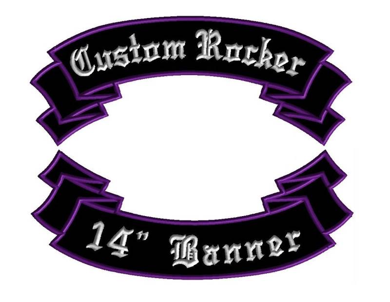 Individuell Gestickter 14"Rocker Patch Motorrad Banner von ClinchCustoms