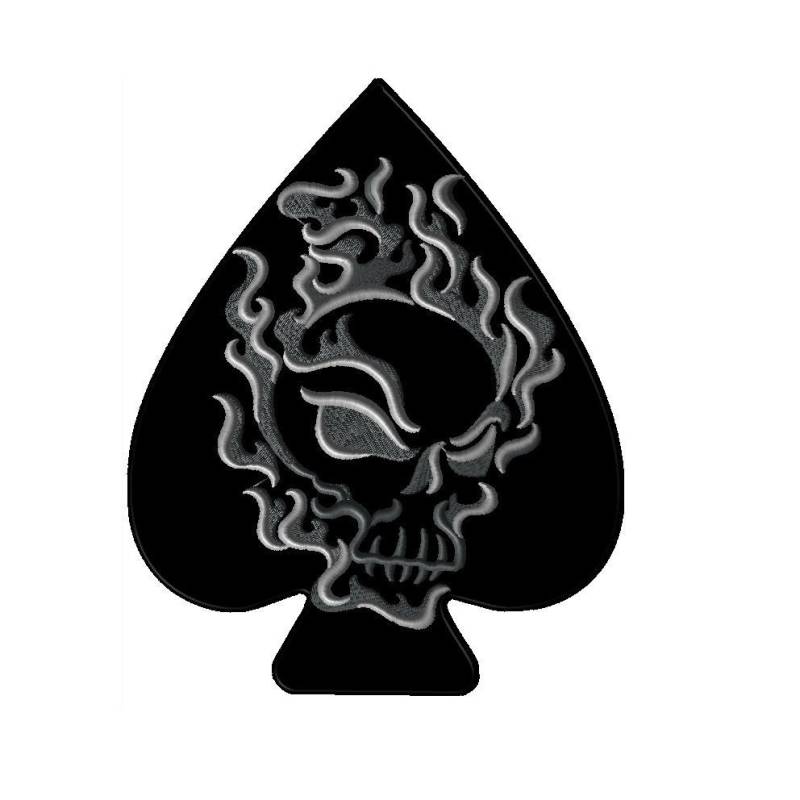 Skull Spade Patch Gestickte Biker Applikation | 26cm X 21cm von ClinchCustoms