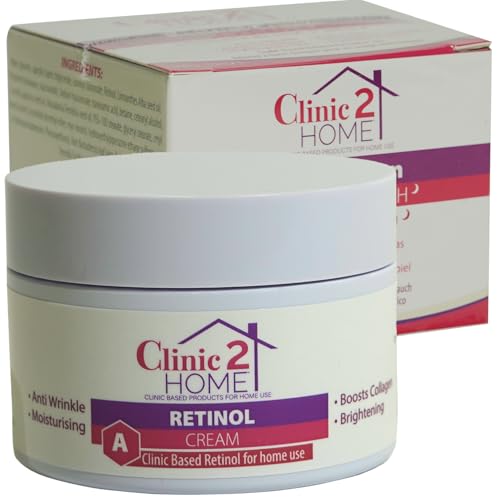 Clinic2Home Retinol-Creme (50g) – Anti-Falten-Creme für Damen & Herren. Strafft, reduziert Falten, stärkt Kollagen & hellt die Haut auf. Für sichtbar glattere Haut. von Clinic2Home