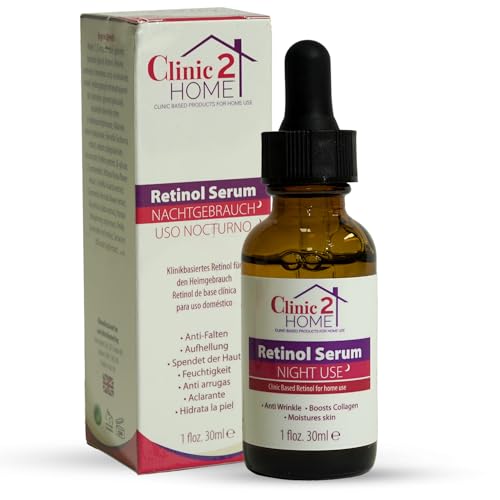 Clinic2Home Retinol-Serum (30ml) – Wirksames Retinol-Serum gegen Falten. Für Männer & Frauen. Hellt auf, stärkt Kollagen & spendet Feuchtigkeit. von Clinic2Home