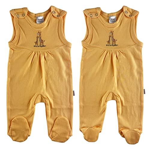 Clinotest 2er-Set Unisex Strampler mit süßer Stickerei auf der Brust, Interlock, 100% Baumwolle (apricot, 62/68) von Clinotest