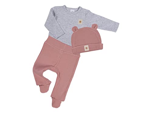 Clinotest 3tlg Babykleidung Set für Mädchen und Jungen, Mütze/Shirt/Hose, (Rosa, 74/80) von Clinotest