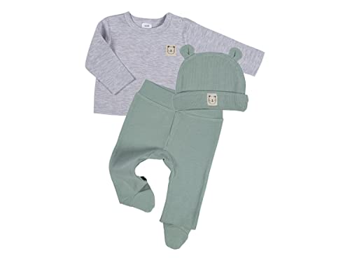 Clinotest 3tlg Babykleidung Set für Mädchen und Jungen, Mütze/Shirt/Hose, (Schilf, 50/56) von Clinotest