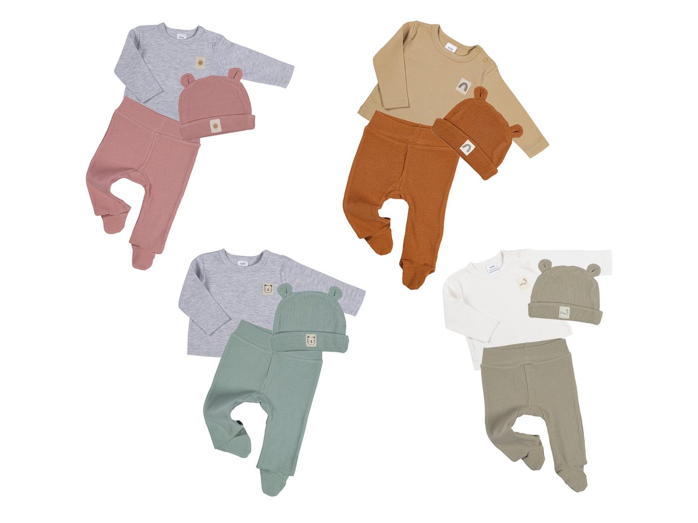 Clinotest Erstausstattungspaket 3tlg Set Baby - Bärchen-Mütze, Langarm-Shirt und Hose von Clinotest