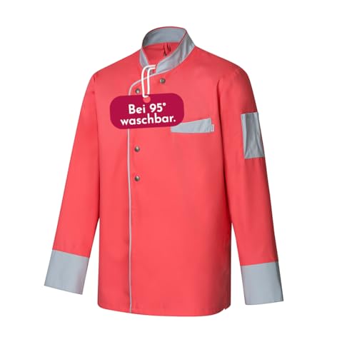 Clinotest Kochjacke Herren langarm - 95 Grad waschbare, kochfeste Kochjacken ohne Einlaufen - Bäckerjacke mit Druckknopfverschluss - Kochhemd aus 65% Polyester, 35% Baumwolle - Kochkleidung von Clinotest