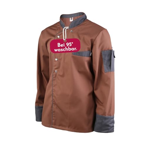 Clinotest Kochjacke Herren langarm - 95 Grad waschbare, kochfeste Kochjacken ohne Einlaufen - Bäckerjacke mit Druckknopfverschluss - Kochhemd aus 65% Polyester, 35% Baumwolle - Kochkleidung von Clinotest