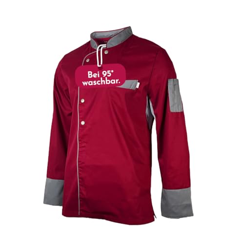 Clinotest Kochjacke Herren langarm - 95 Grad waschbare, kochfeste Kochjacken ohne Einlaufen - Bäckerjacke mit Druckknopfverschluss - Kochhemd aus 65% Polyester, 35% Baumwolle - Kochkleidung von Clinotest
