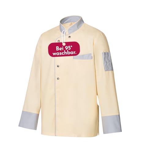 Clinotest Kochjacke Herren langarm - 95 Grad waschbare, kochfeste Kochjacken ohne Einlaufen - Bäckerjacke mit Druckknopfverschluss - Kochhemd aus 65% Polyester, 35% Baumwolle - Kochkleidung von Clinotest