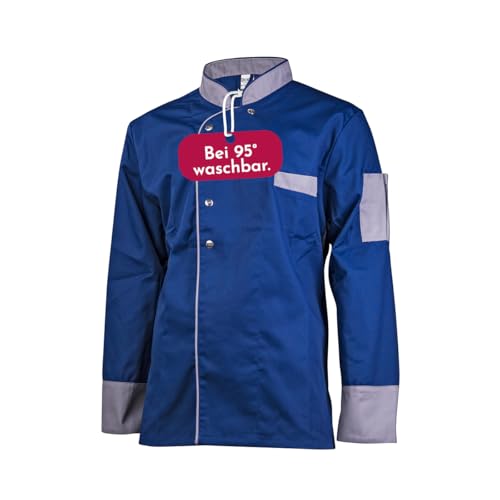 Clinotest Kochjacke Herren langarm - 95 Grad waschbare, kochfeste Kochjacken ohne Einlaufen - Bäckerjacke mit Druckknopfverschluss - Kochhemd aus 65% Polyester, 35% Baumwolle - Kochkleidung von Clinotest