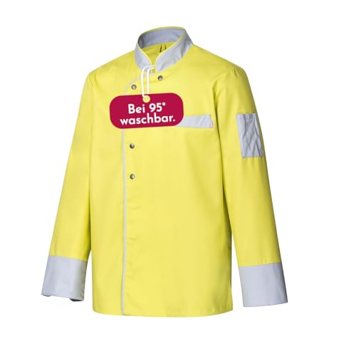 Clinotest Kochjacke Herren langarm - 95 Grad waschbare, kochfeste Kochjacken ohne Einlaufen - Bäckerjacke mit Druckknopfverschluss - Kochhemd aus 65% Polyester, 35% Baumwolle - Kochkleidung von Clinotest